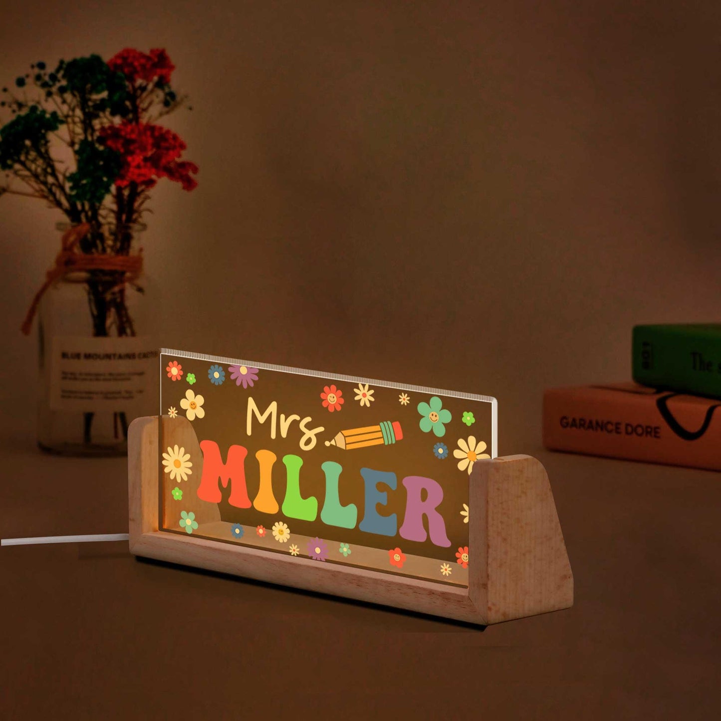 Personalized Teacher Gifts, Teacher Night Light Custom Teacher Sign for Desk, Classroom Decor Back To School Gift, Teacher Appreciation Gift