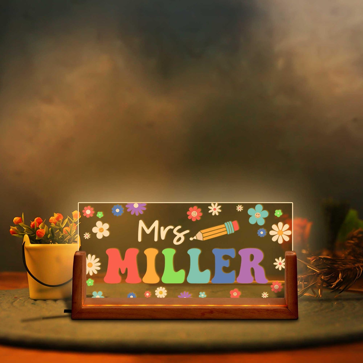 Personalized Teacher Gifts, Teacher Night Light Custom Teacher Sign for Desk, Classroom Decor Back To School Gift, Teacher Appreciation Gift