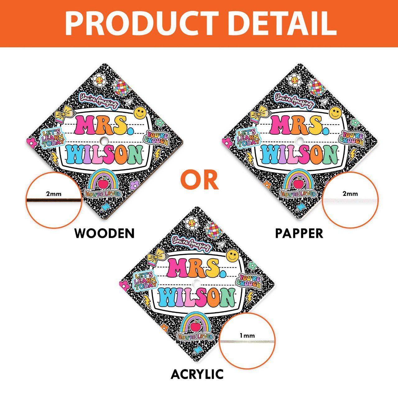 Personalized Teacher Graduation Cap Topper, Class Of 2025, Teacher Gift, Composition Book Graduation Cap Decoration Topper, Graduation Gift