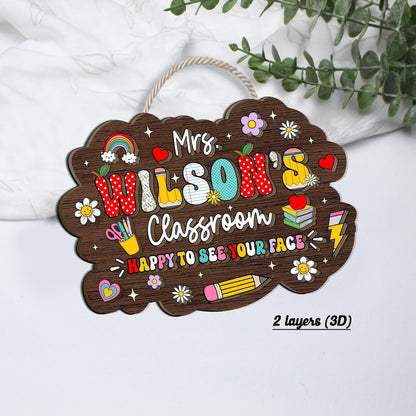 Custom Teacher Door Hanger 3D Wooden Sign, Teacher Name Sign For Classroom, Personalized Back To School Gift, Teacher Appreciation Gift