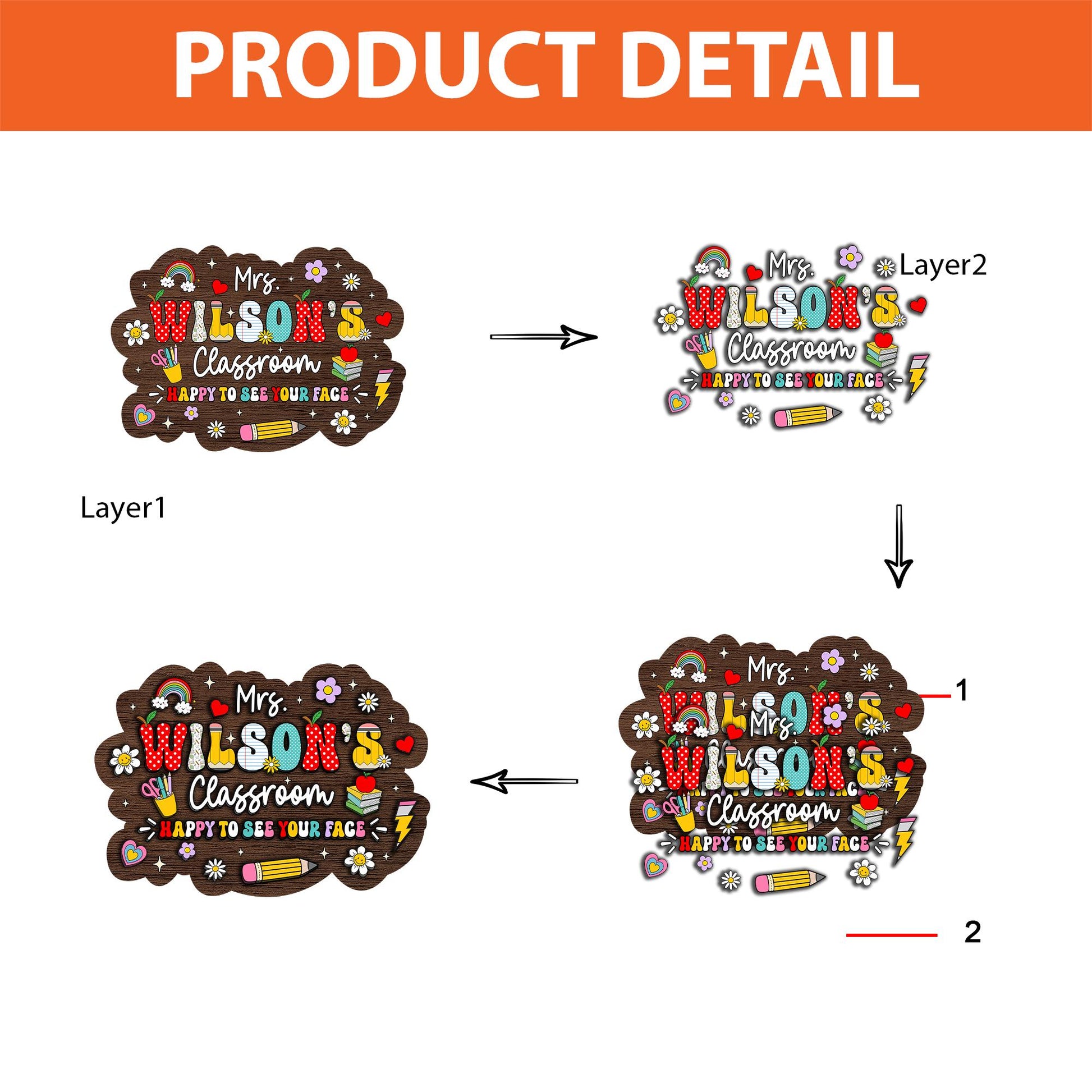 Custom Teacher Door Hanger 3D Wooden Sign, Teacher Name Sign For Classroom, Personalized Back To School Gift, Teacher Appreciation Gift