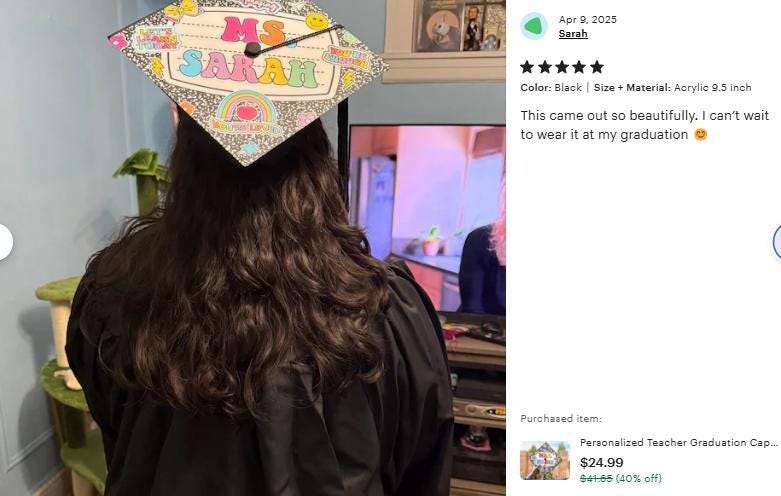 Personalized Teacher Graduation Cap Topper, Class Of 2025, Teacher Gift, Composition Book Graduation Cap Decoration Topper, Graduation Gift