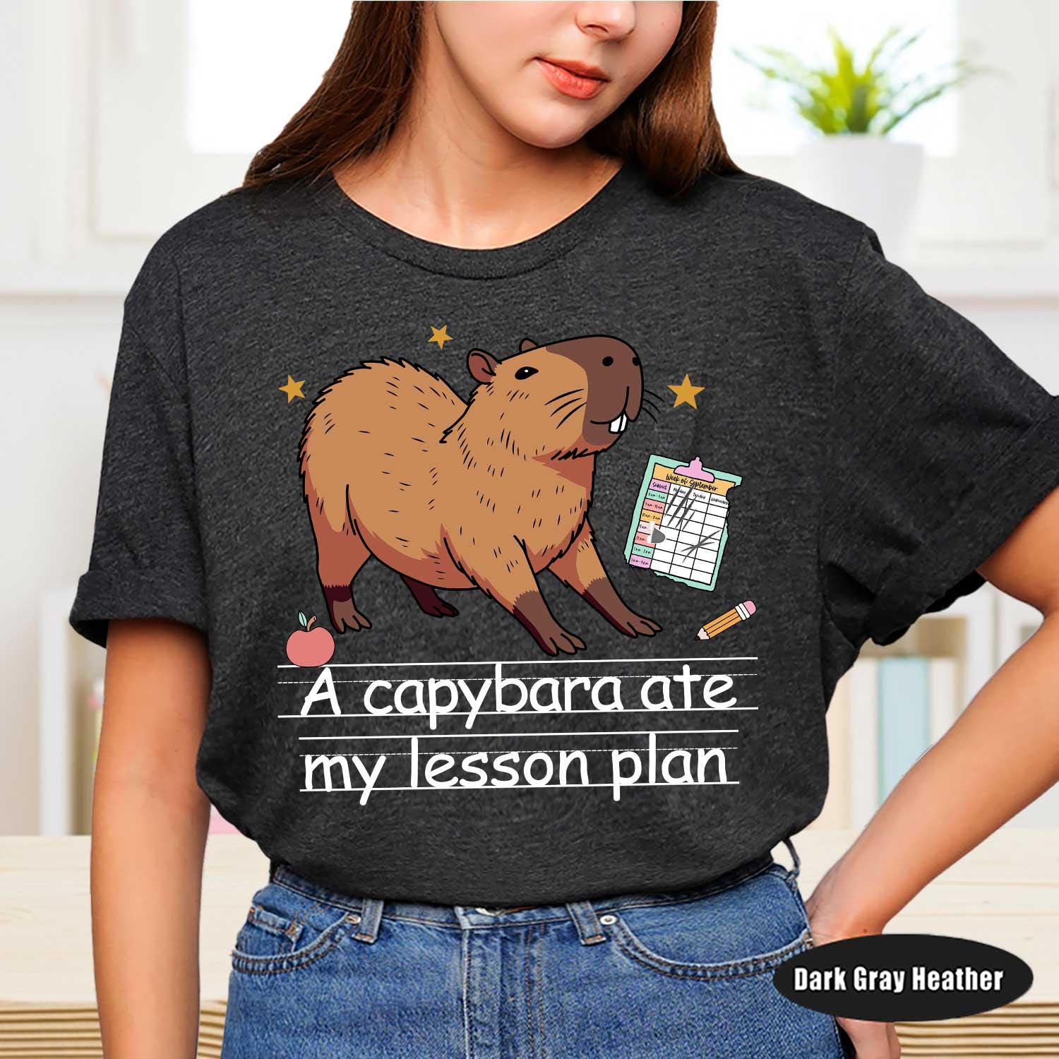 Teacher Shirt Capybara Ate My Lesson Plan, Funny Teacher Capybara Shirt, Kindergarten Teacher, Teacher Life Shirt, Teacher Appreciation Gift