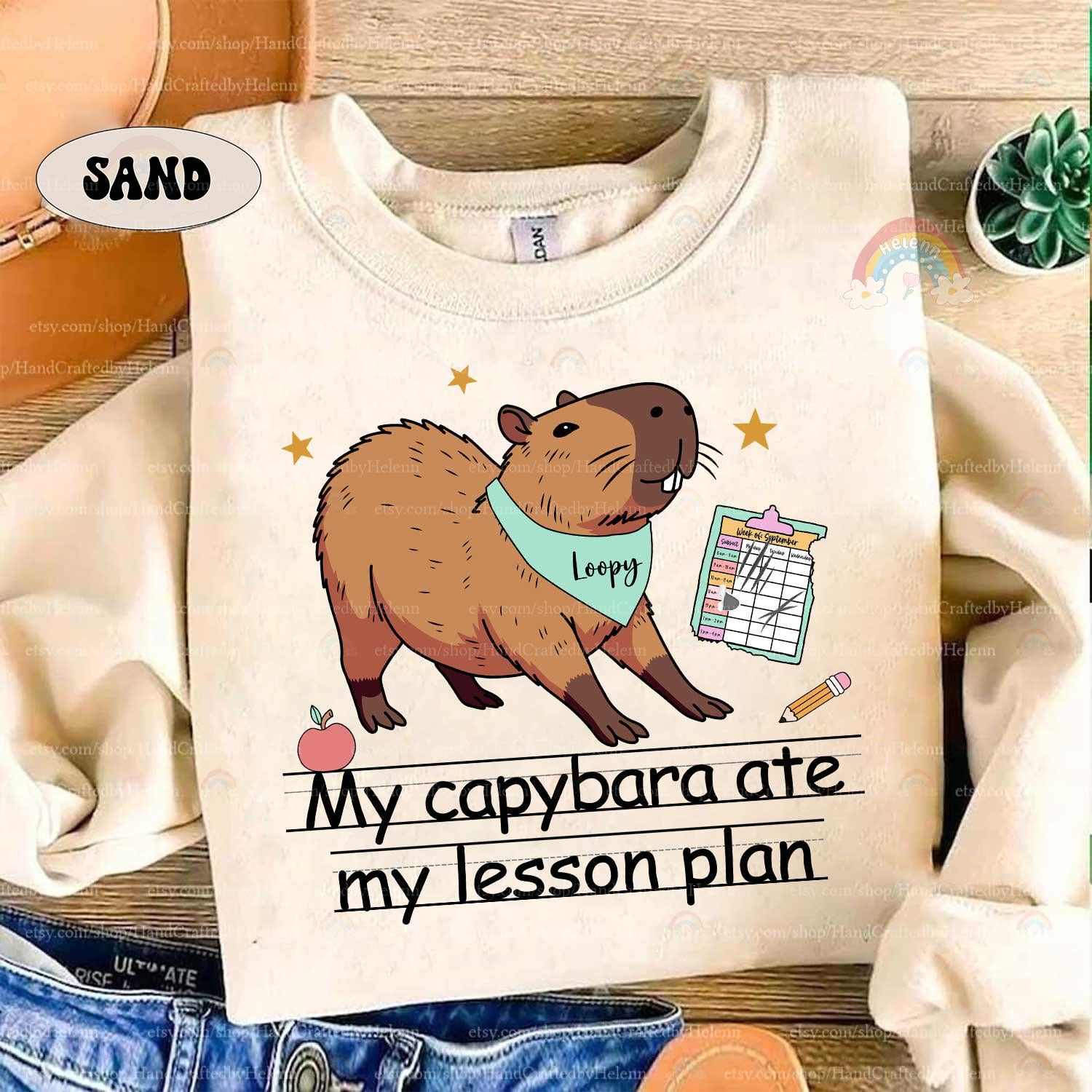 Teacher Shirt Capybara Ate My Lesson Plan, Funny Teacher Capybara Shirt, Kindergarten Teacher, Teacher Life Shirt, Teacher Appreciation Gift
