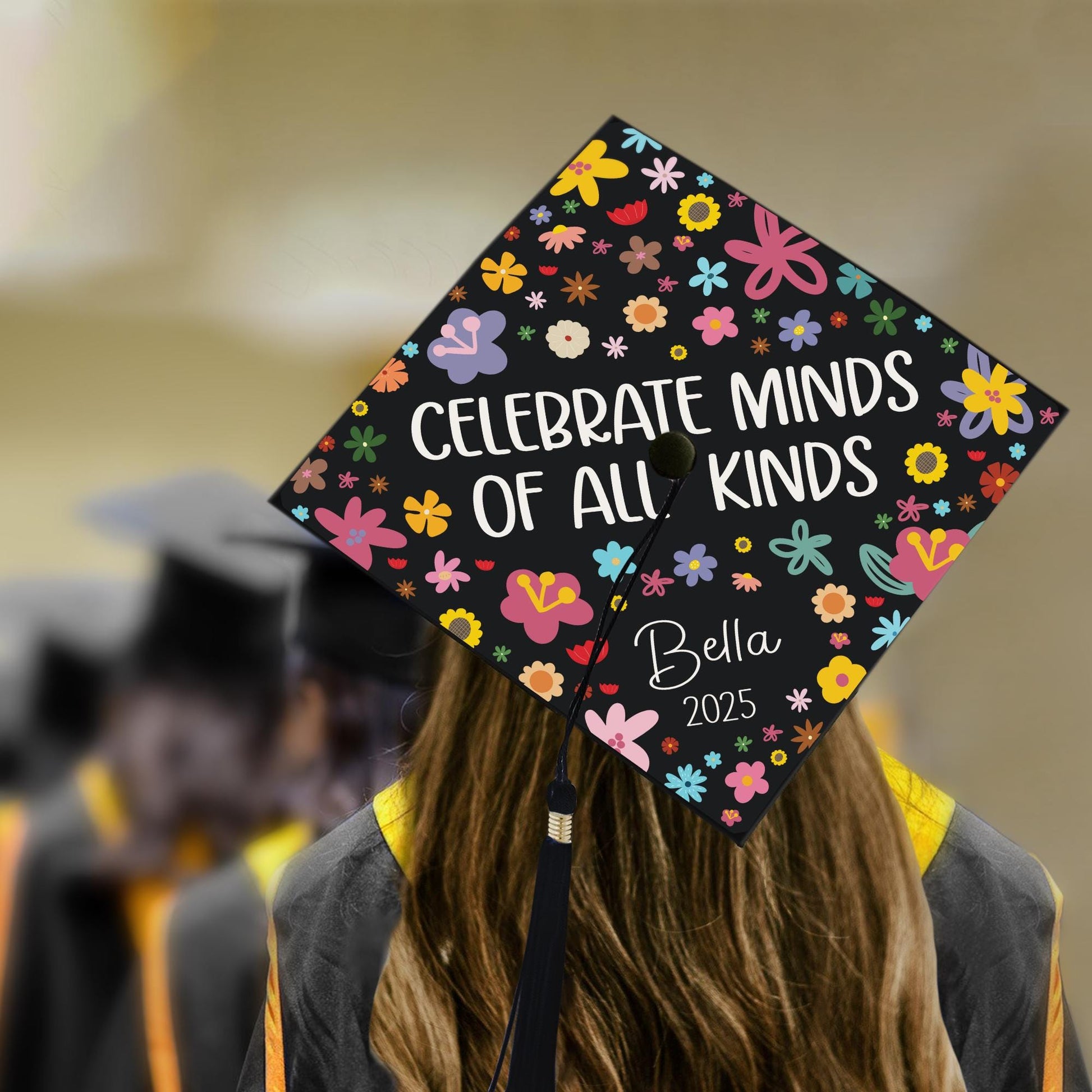 Custom Graduation Cap Topper Celebrate Minds Of All Kinds, Autism Awareness Gift, Class Of 2025, Graduation Gift, Teacher Appreciation Gift