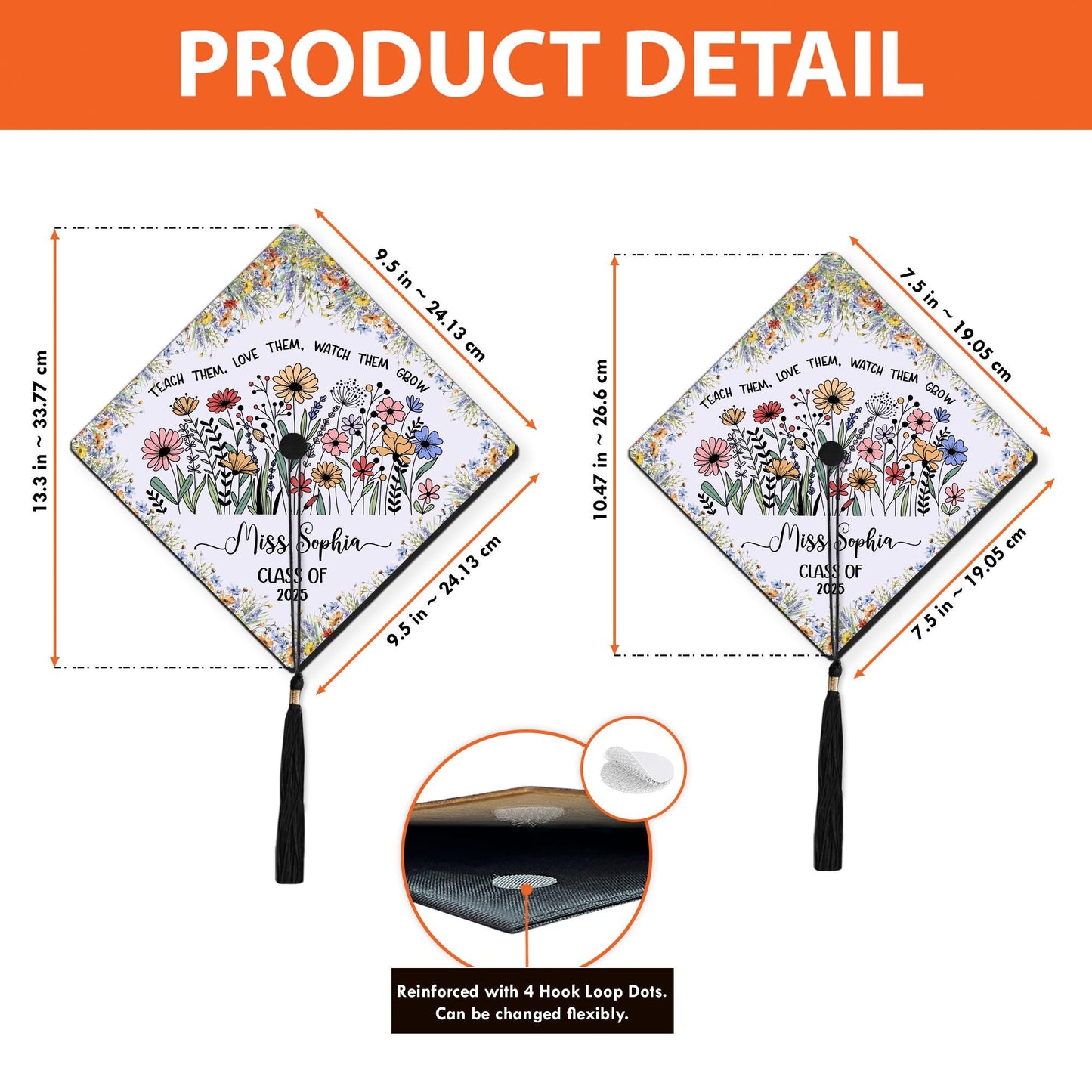 Personalized Teacher Graduation Cap Topper, Teach them love them watch them grow Cap Topper, Class Of 2025, Future Teacher Gifts Cap Topper