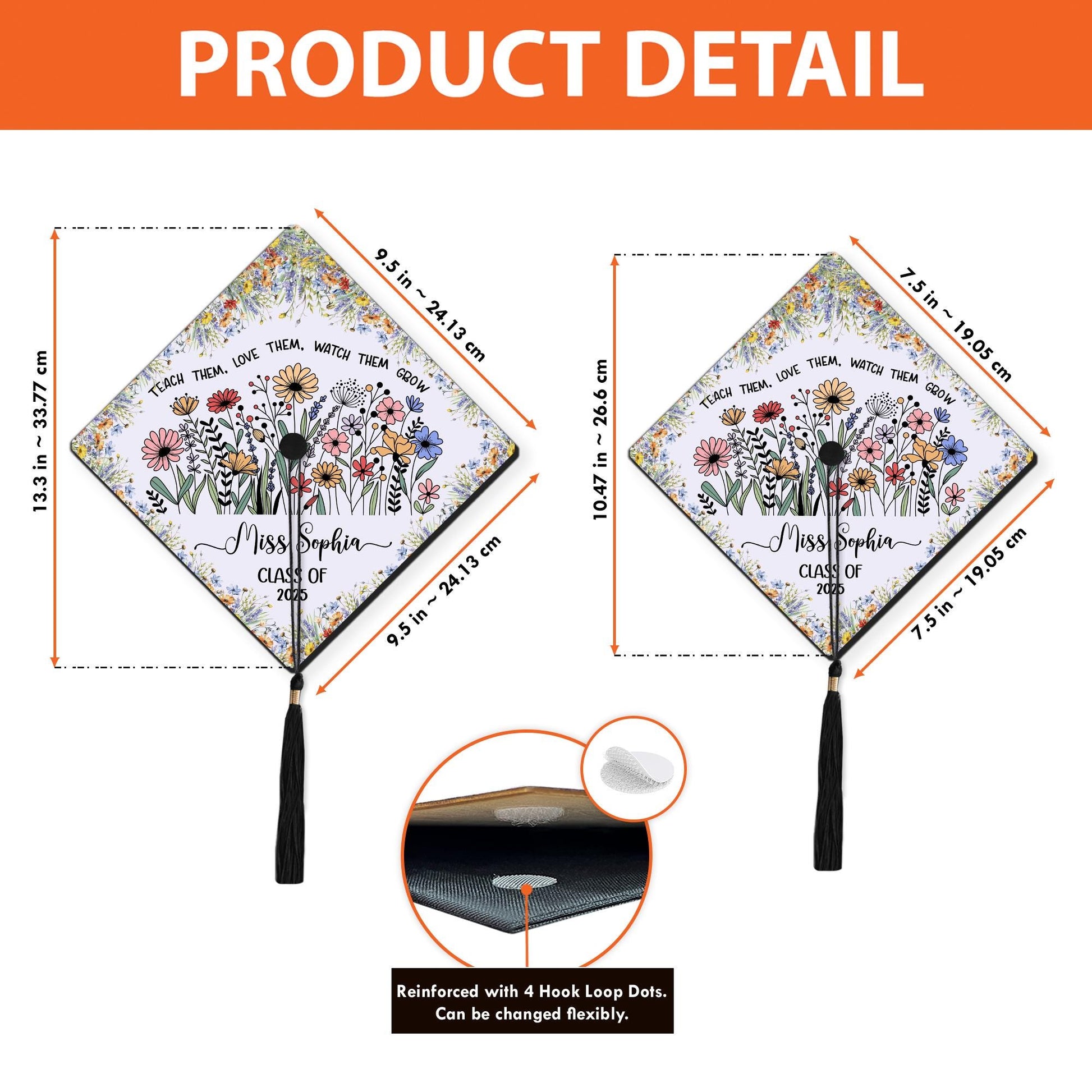 Personalized Teacher Graduation Cap Topper, Teach them love them watch them grow Cap Topper, Class Of 2025, Future Teacher Gifts Cap Topper