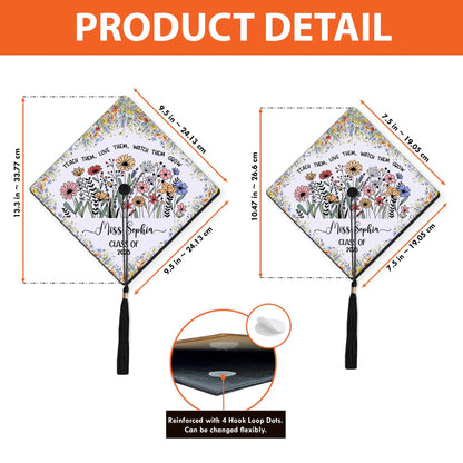 Personalized Teacher Graduation Cap Topper, Teach them love them watch them grow Cap Topper, Class Of 2025, Future Teacher Gifts Cap Topper