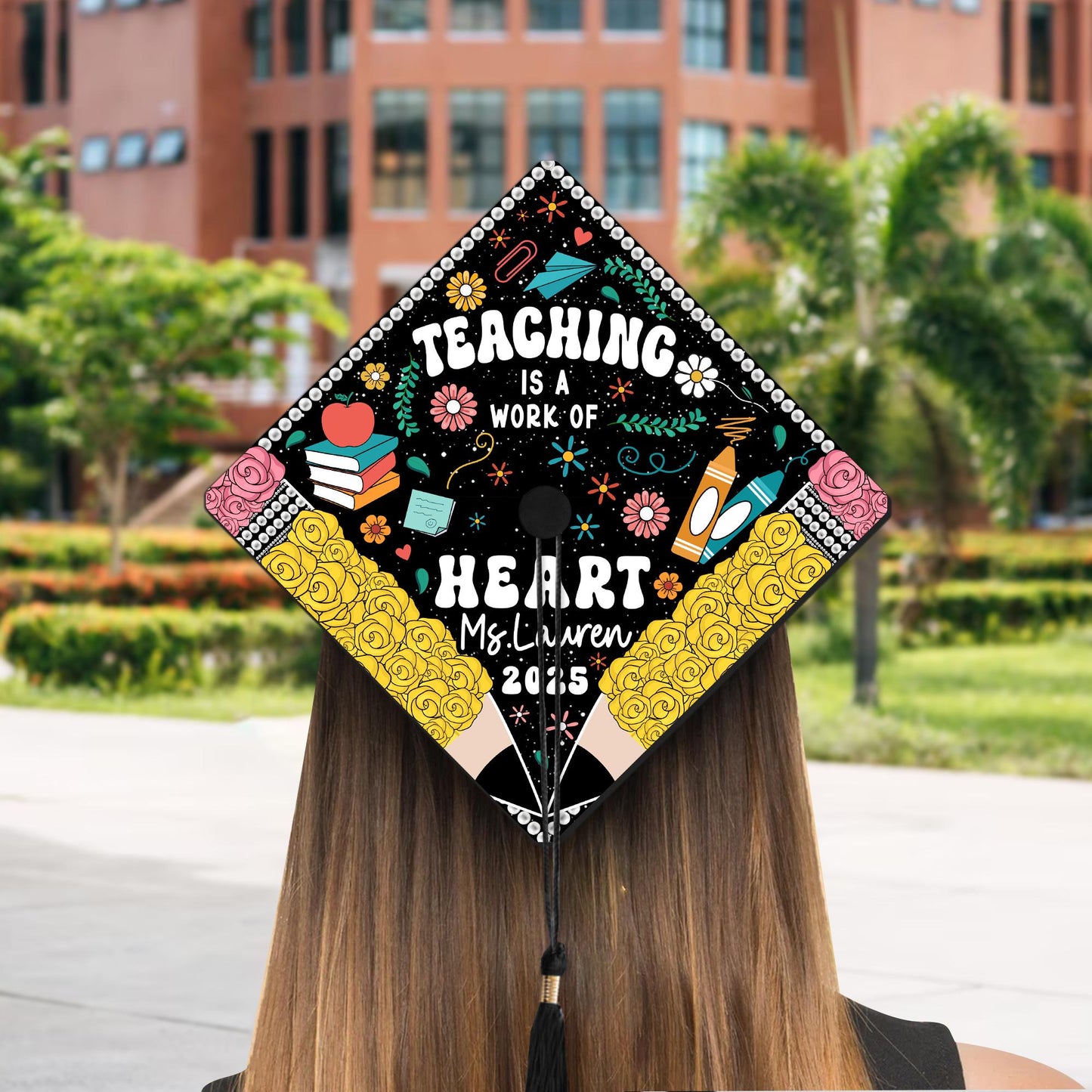 Personalized Teacher Graduation Cap Topper, Teacher Gift, Class Of 2025 Year end Gift, Graduation Cap Decoration Topper, Graduation Gift