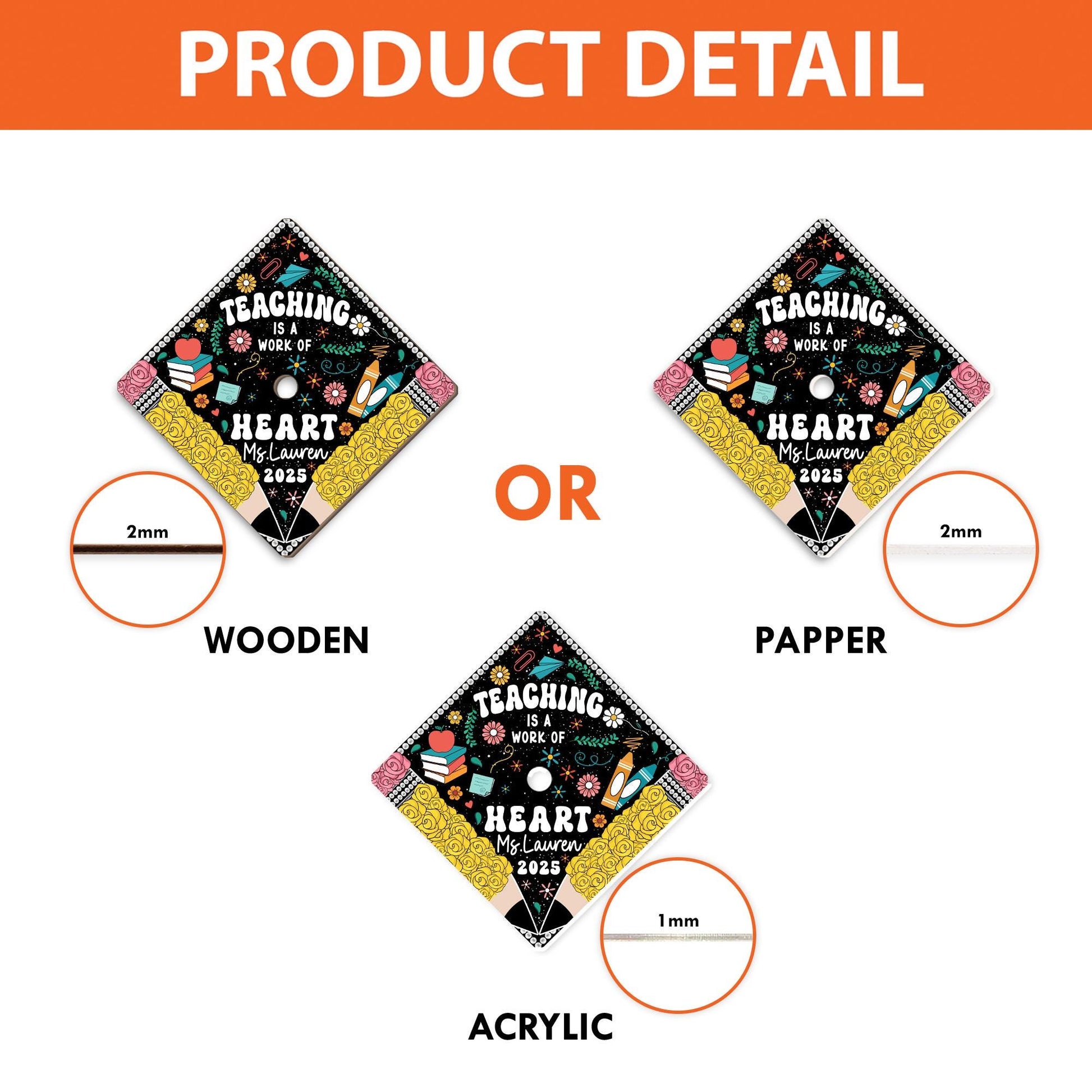 Personalized Teacher Graduation Cap Topper, Teacher Gift, Class Of 2025 Year end Gift, Graduation Cap Decoration Topper, Graduation Gift