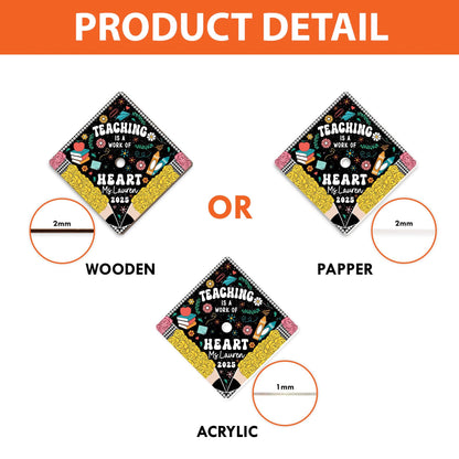 Personalized Teacher Graduation Cap Topper, Teacher Gift, Class Of 2025 Year end Gift, Graduation Cap Decoration Topper, Graduation Gift