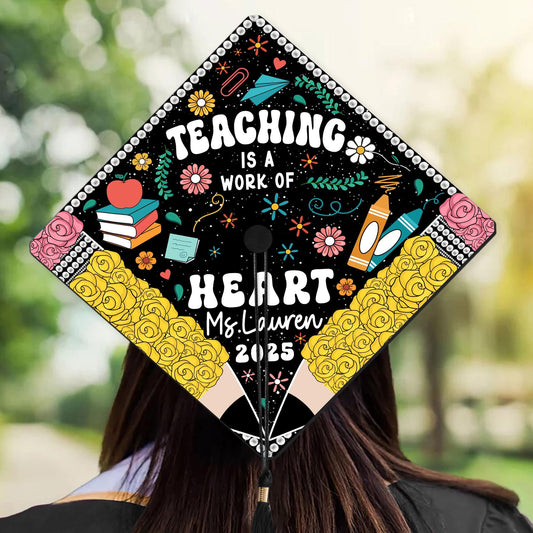 Personalized Teacher Graduation Cap Topper, Teacher Gift, Class Of 2025 Year end Gift, Graduation Cap Decoration Topper, Graduation Gift
