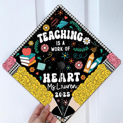 Personalized Teacher Graduation Cap Topper, Teacher Gift, Class Of 2025 Year end Gift, Graduation Cap Decoration Topper, Graduation Gift