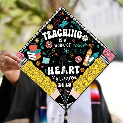 Personalized Teacher Graduation Cap Topper, Teacher Gift, Class Of 2025 Year end Gift, Graduation Cap Decoration Topper, Graduation Gift
