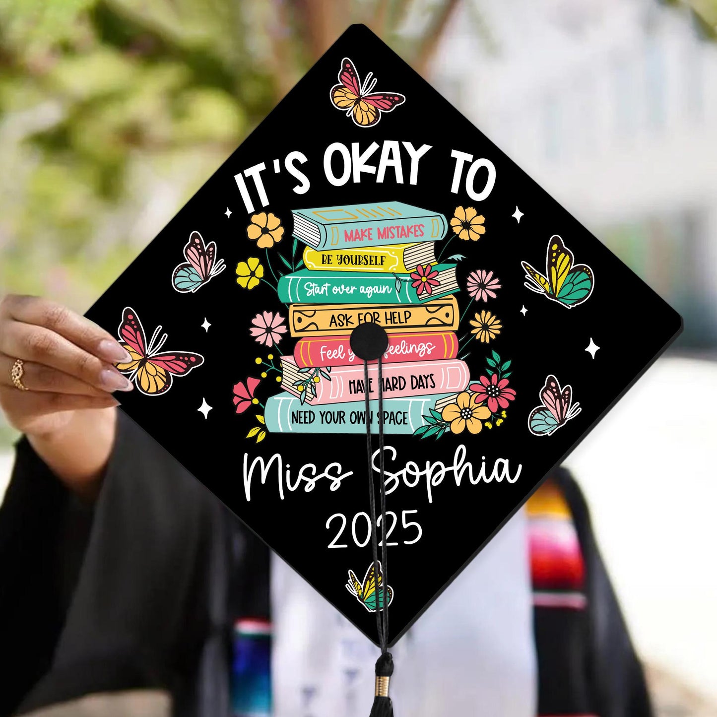 Custom Graduation Cap Topper, Teacher Graduation Cap, Graduation Gift, School Counselor Grad Cap, Mental Health Class Of 2025 Year end Gift