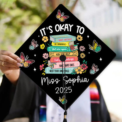 Custom Graduation Cap Topper, Teacher Graduation Cap, Graduation Gift, School Counselor Grad Cap, Mental Health Class Of 2025 Year end Gift