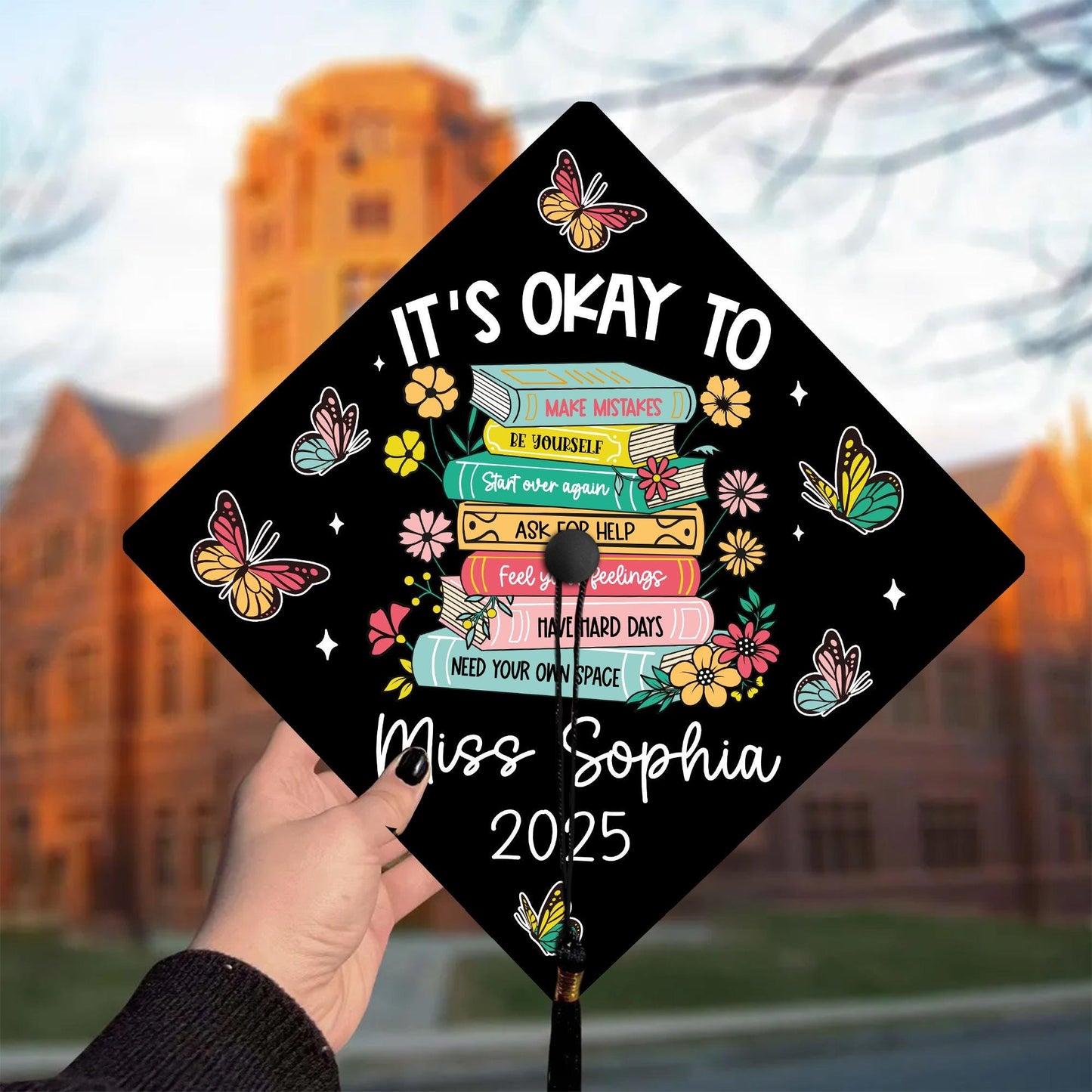 Custom Graduation Cap Topper, Teacher Graduation Cap, Graduation Gift, School Counselor Grad Cap, Mental Health Class Of 2025 Year end Gift