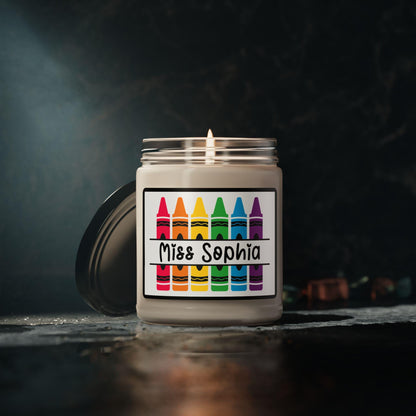 Personalized Teacher Candle, Teacher Gifts, Crayon Custom Name Candle, Cute Kindergarten Teacher, Teacher Appreciation Gift, Teacher Life