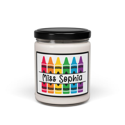 Personalized Teacher Candle, Teacher Gifts, Crayon Custom Name Candle, Cute Kindergarten Teacher, Teacher Appreciation Gift, Teacher Life