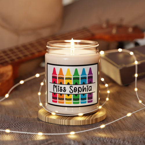 Personalized Teacher Candle, Teacher Gifts, Crayon Custom Name Candle, Cute Kindergarten Teacher, Teacher Appreciation Gift, Teacher Life