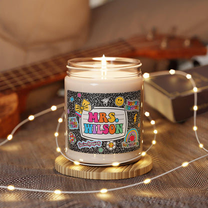 Personalized Teacher Candle Name, Teacher Gifts, Back To School Gift, Teacher Appreciation Gift, Composition Book Candle, Teacher Life Gift