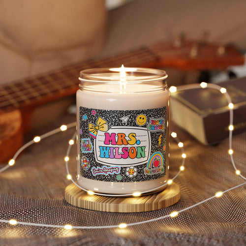 Personalized Teacher Candle Name, Teacher Gifts, Back To School Gift, Teacher Appreciation Gift, Composition Book Candle, Teacher Life Gift