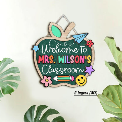 Custom Teacher Door Hanger, Custom Teacher 3D Name Sign For Classroom, Teacher Wooden Door Sign, Back To School, Teacher Appreciation Gift