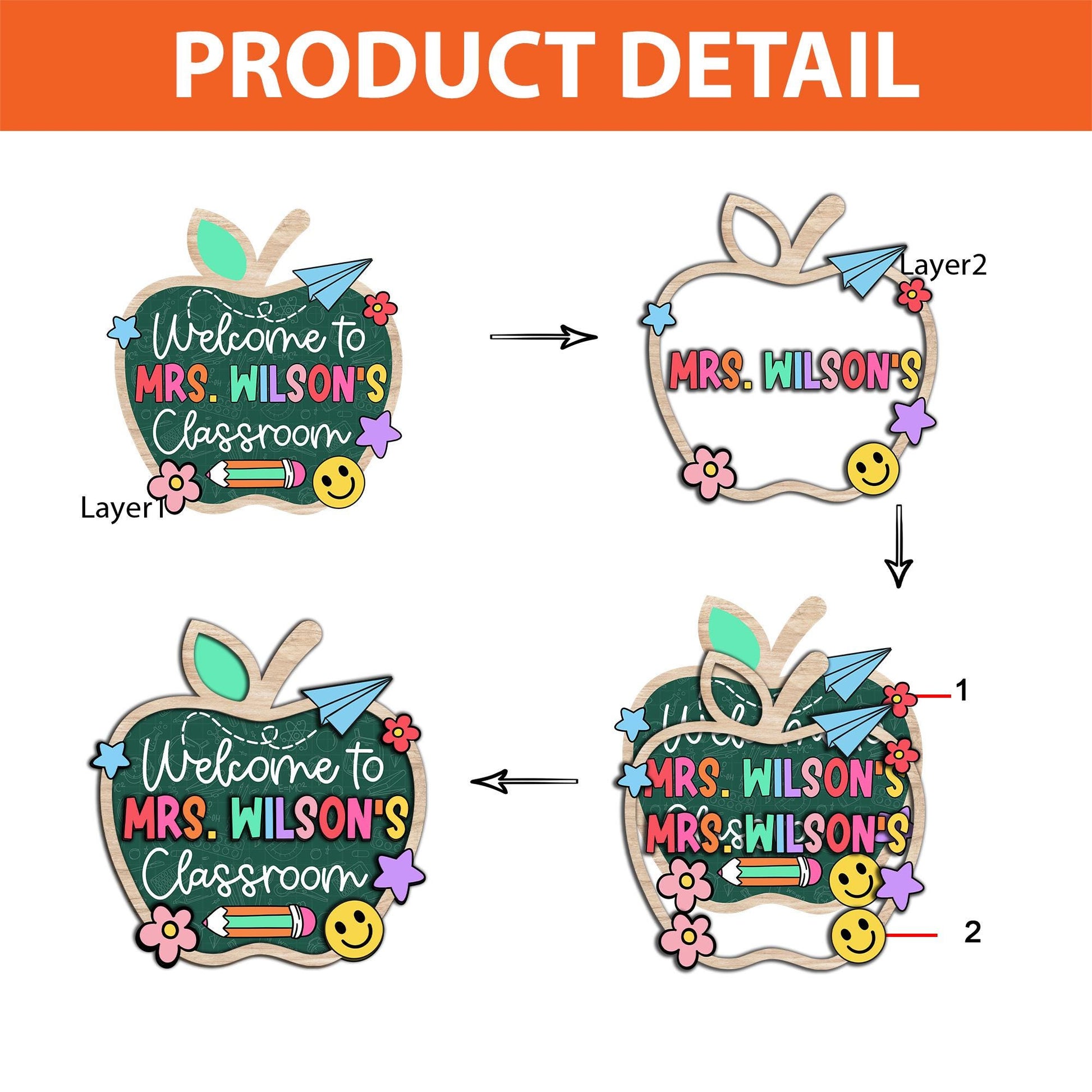 Custom Teacher Door Hanger, Custom Teacher 3D Name Sign For Classroom, Teacher Wooden Door Sign, Back To School, Teacher Appreciation Gift