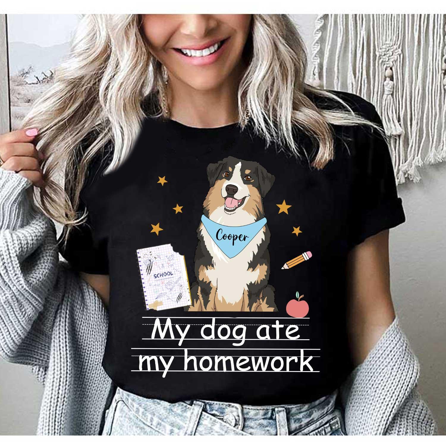 Custom School Shirt My Dog Ate My Homework, Funny First Grade Kindergarten Elementary Shirt, High School Shirt, School Shirt For Students