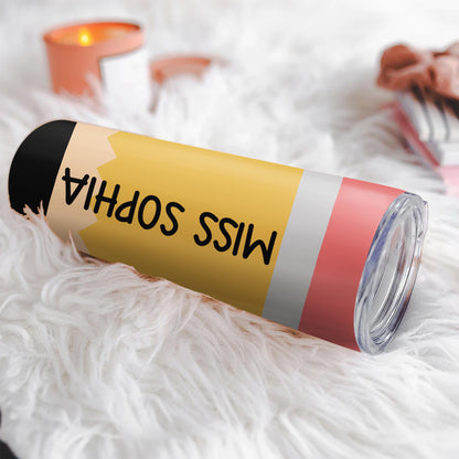 🎁 Gift your teacher something they’ll love AND use!
This pencil-inspired tumbler with custom name is a fun, functional way to say “Thank you, Miss Sophia!” 🍎✏️ #TeacherGift