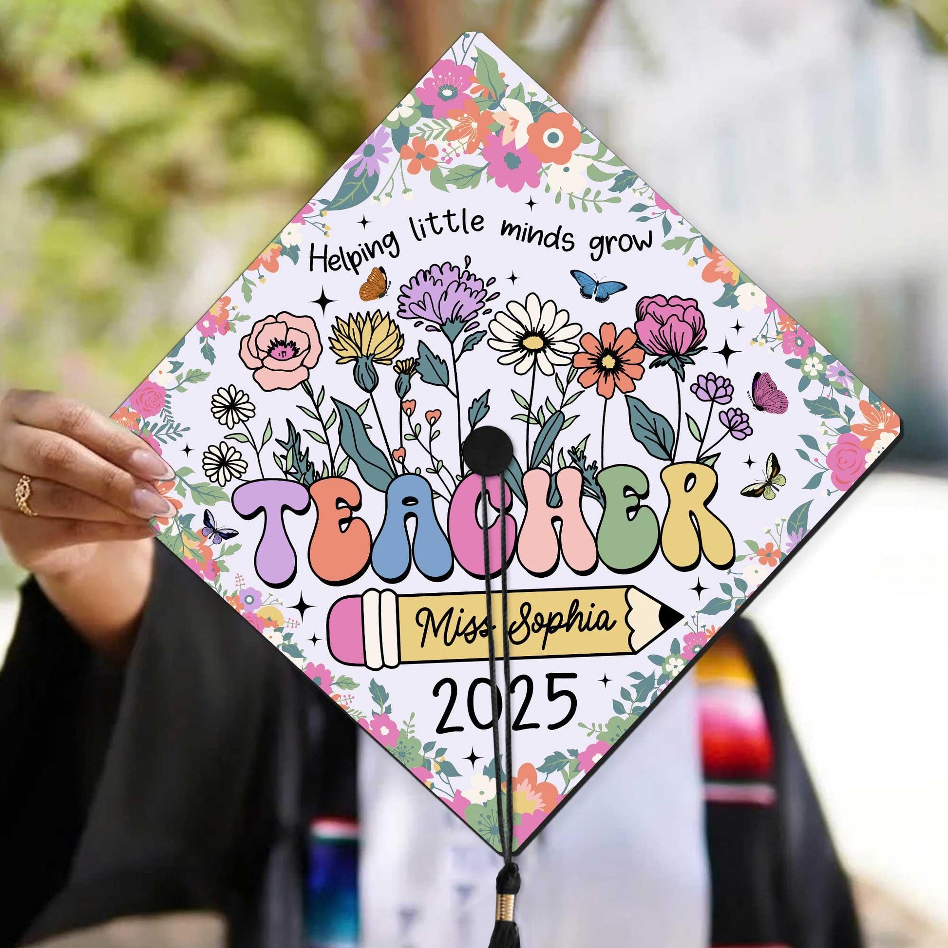 Personalized Teacher Graduation Cap Topper, Class Of 2025 Year end Gift, Teacher Gift, Graduation Cap Decoration Topper, Graduation Gift