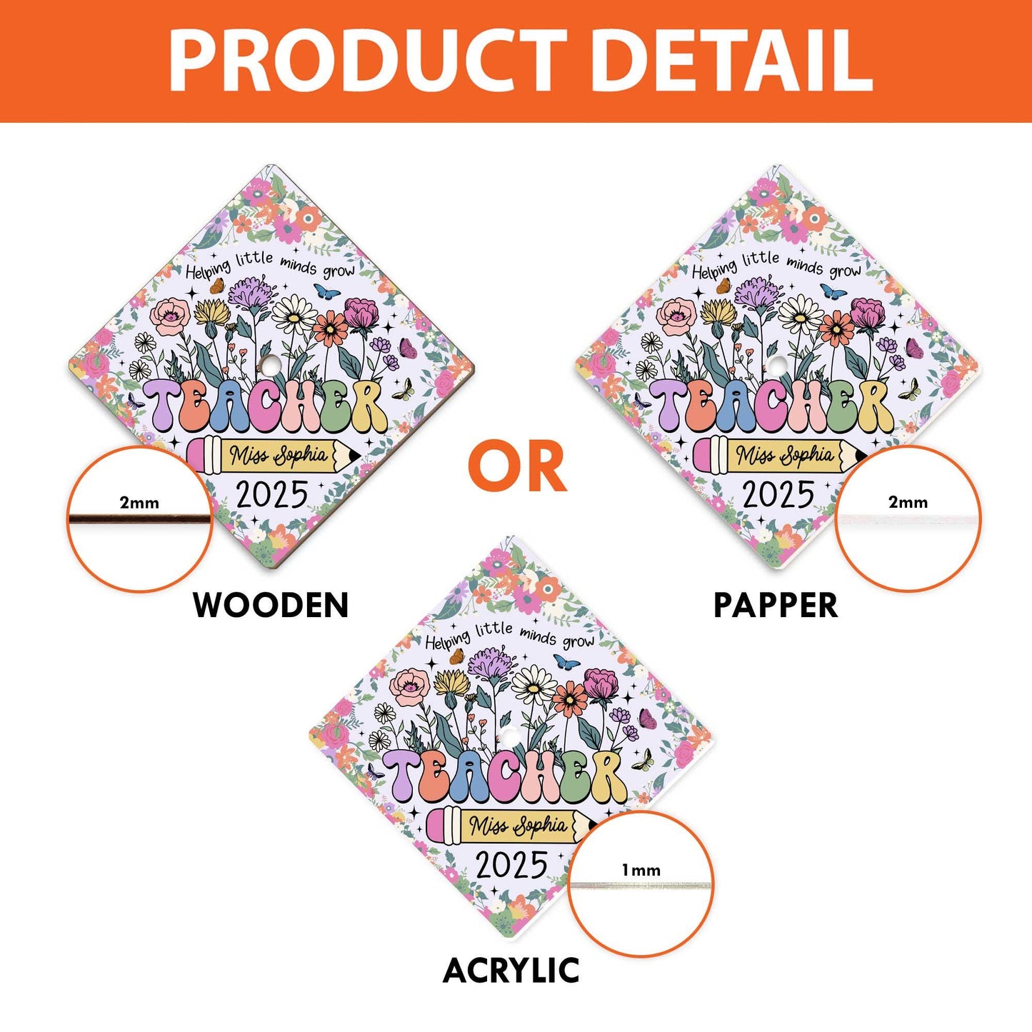 Personalized Teacher Graduation Cap Topper, Class Of 2025 Year end Gift, Teacher Gift, Graduation Cap Decoration Topper, Graduation Gift