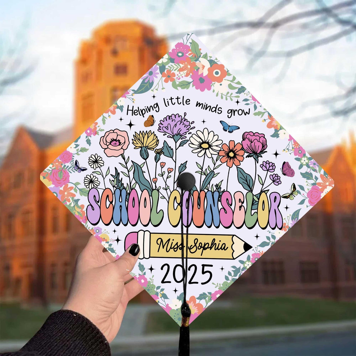 Personalized School Counselor Graduation Cap Topper, Class Of 2025, Teacher Gift, Grad Cap Decoration Topper, Social Work Graduation Gift
