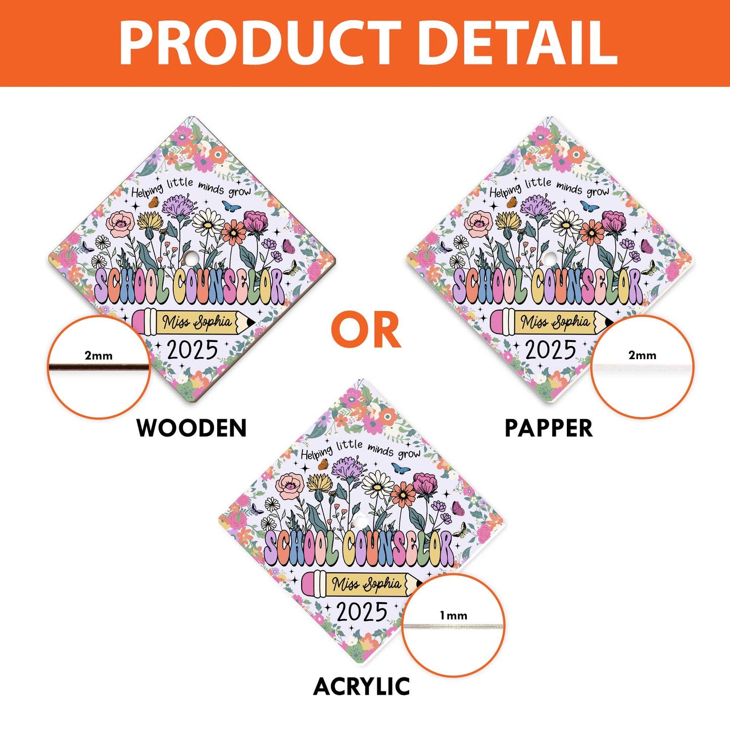 Personalized School Counselor Graduation Cap Topper, Class Of 2025, Teacher Gift, Grad Cap Decoration Topper, Social Work Graduation Gift