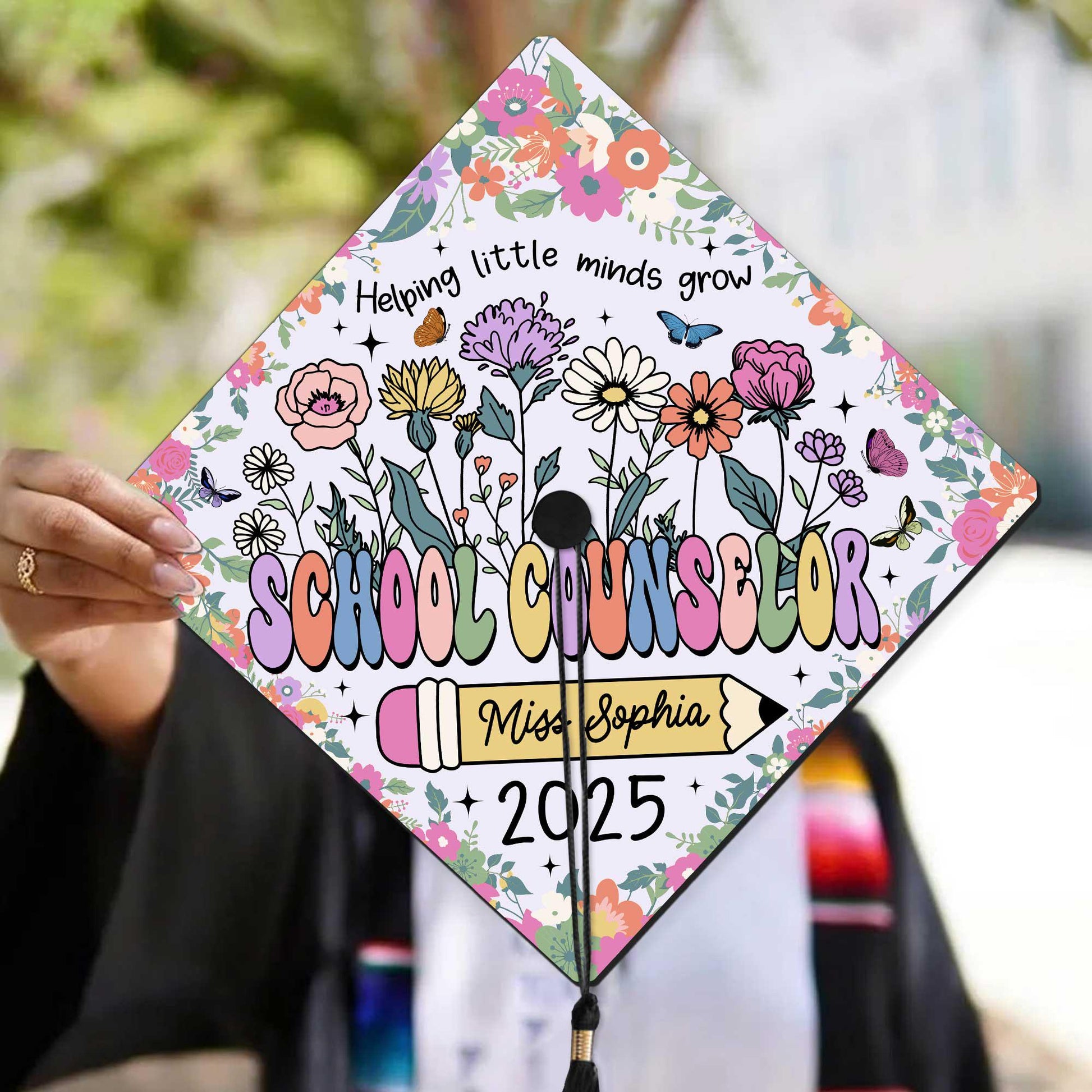 Personalized School Counselor Graduation Cap Topper, Class Of 2025, Teacher Gift, Grad Cap Decoration Topper, Social Work Graduation Gift