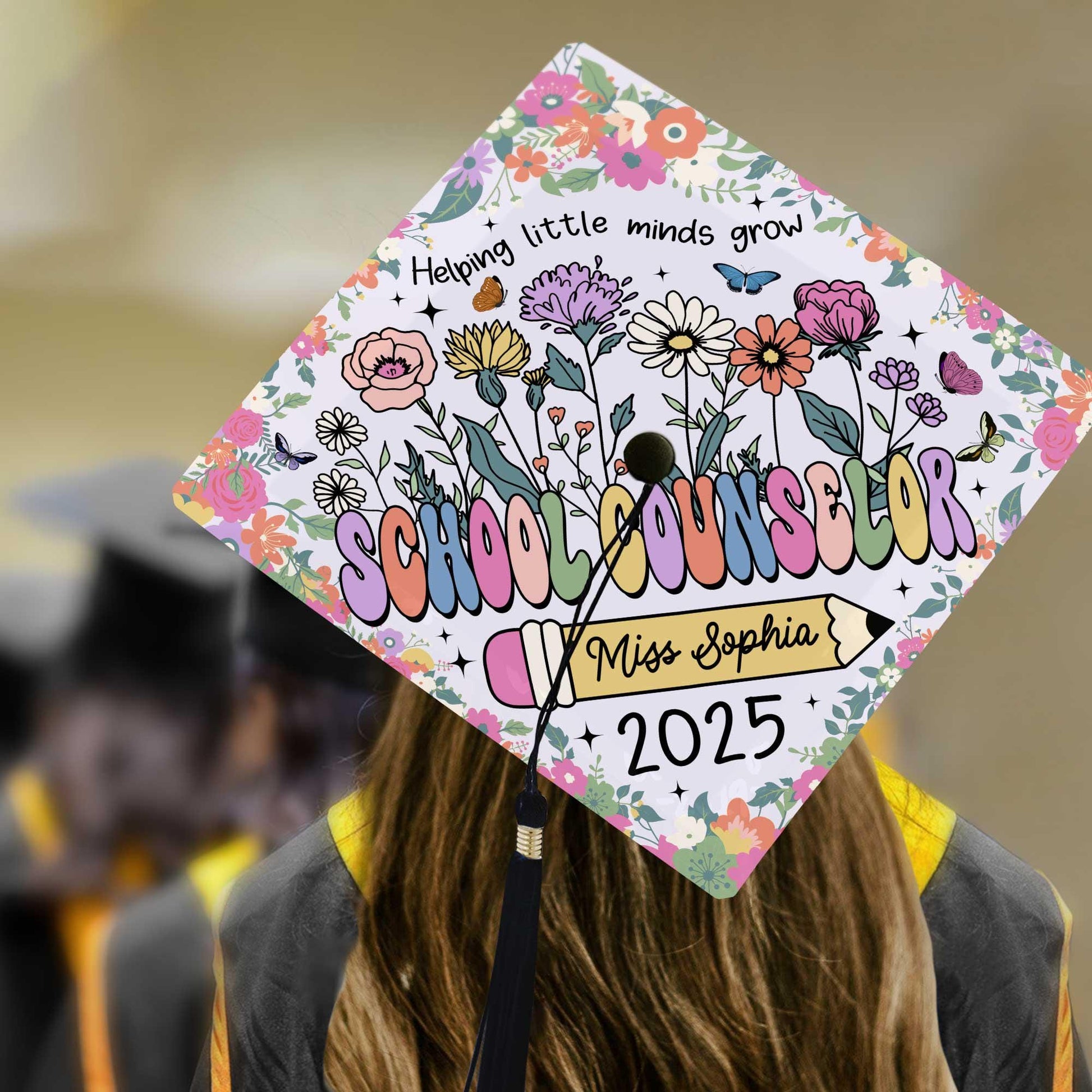 Personalized School Counselor Graduation Cap Topper, Class Of 2025, Teacher Gift, Grad Cap Decoration Topper, Social Work Graduation Gift