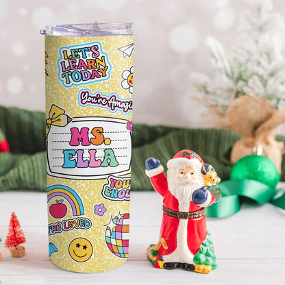 Personalized Teacher Name Skinny Tumbler, Teacher Gifts, Back To School Gift, Teacher Appreciation Gift, Composition Book, Teacher Life Gift