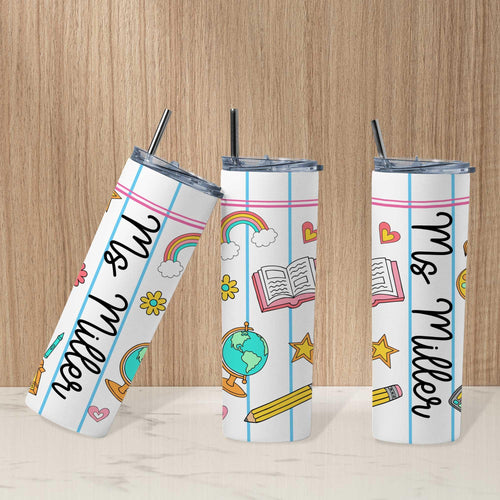 Personalized Tumbler Gift for Teacher, Teacher Skinny Tumbler, Teacher Gift, Teacher Appreciation Gift, Teacher Tumbler, Teacher Name Cup