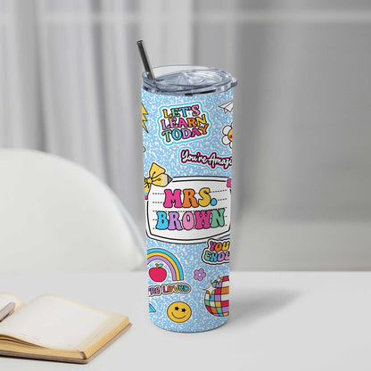 Personalized Teacher Name Skinny Tumbler, Teacher Gifts, Back To School Gift, Teacher Appreciation Gift, Composition Book, Teacher Life Gift