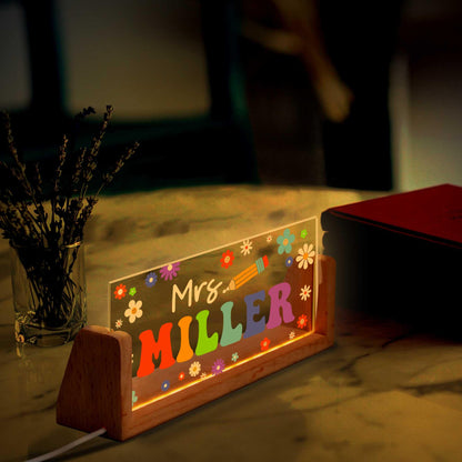 Personalized Teacher Gifts, Teacher Night Light Custom Teacher Sign for Desk, Classroom Decor Back To School Gift, Teacher Appreciation Gift