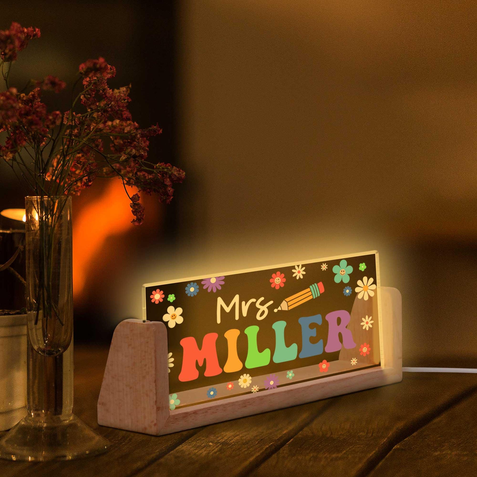 Personalized Teacher Gifts, Teacher Night Light Custom Teacher Sign for Desk, Classroom Decor Back To School Gift, Teacher Appreciation Gift
