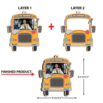 Custom Bus Driver Ornament With Photo 2 Layered Wooden Ornament Gift For Bus Driver, Bus Driver Appreciation, Bus Driver Gift Thank You Gift