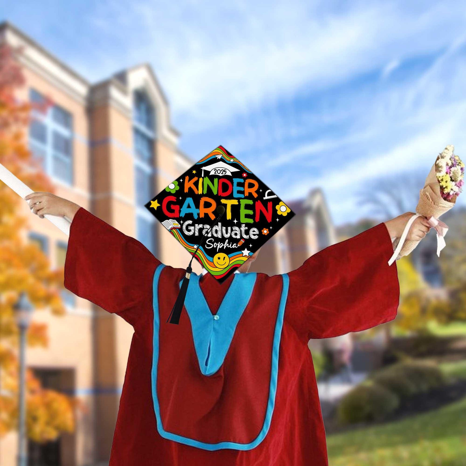 Personalized Kindergarten Graduation Cap Topper, First Grade Grad Cap Topper, Custom Grad Topper Teacher Gift School Graduation Gift For Kid