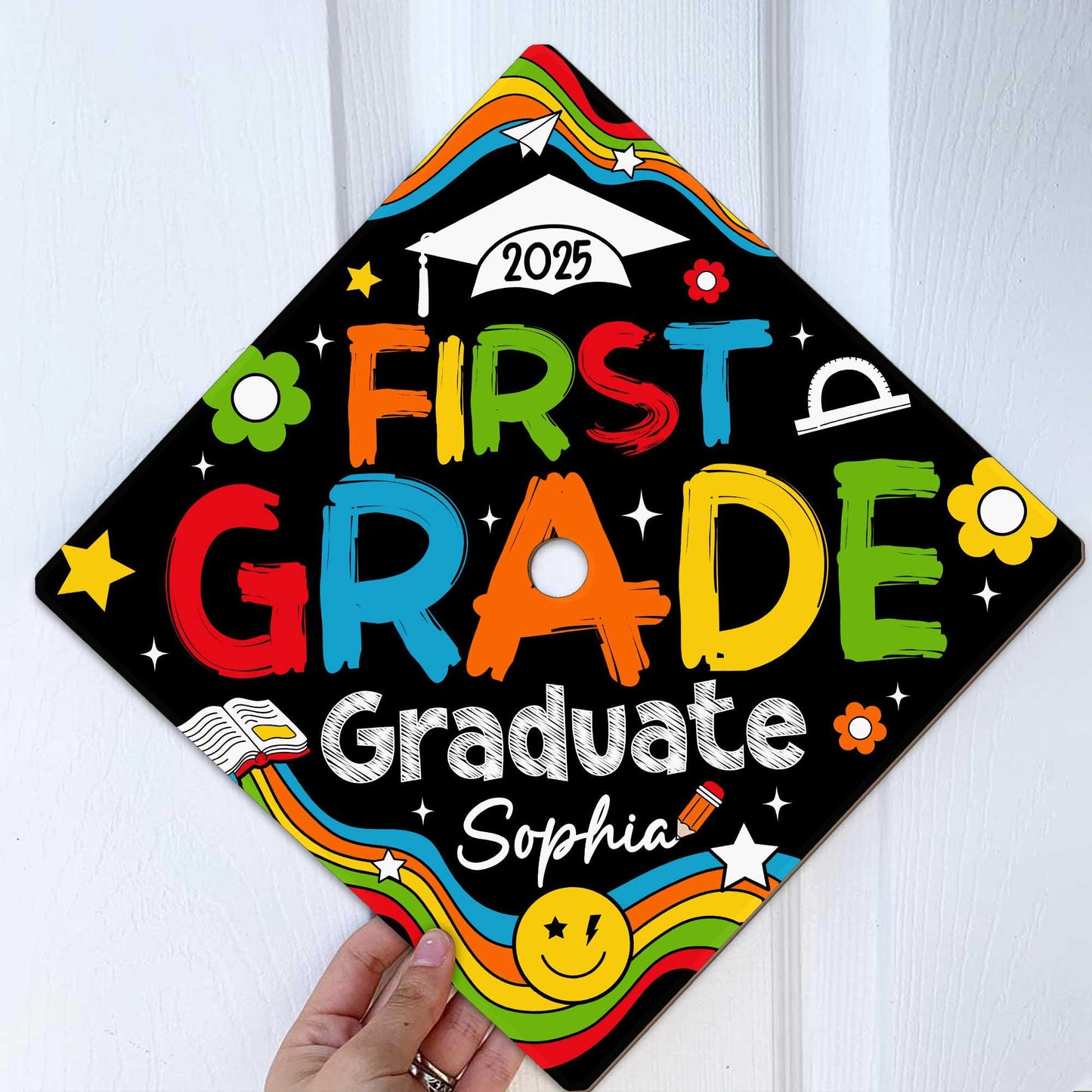 Personalized Kindergarten Graduation Cap Topper, First Grade Grad Cap Topper, Custom Grad Topper Teacher Gift School Graduation Gift For Kid