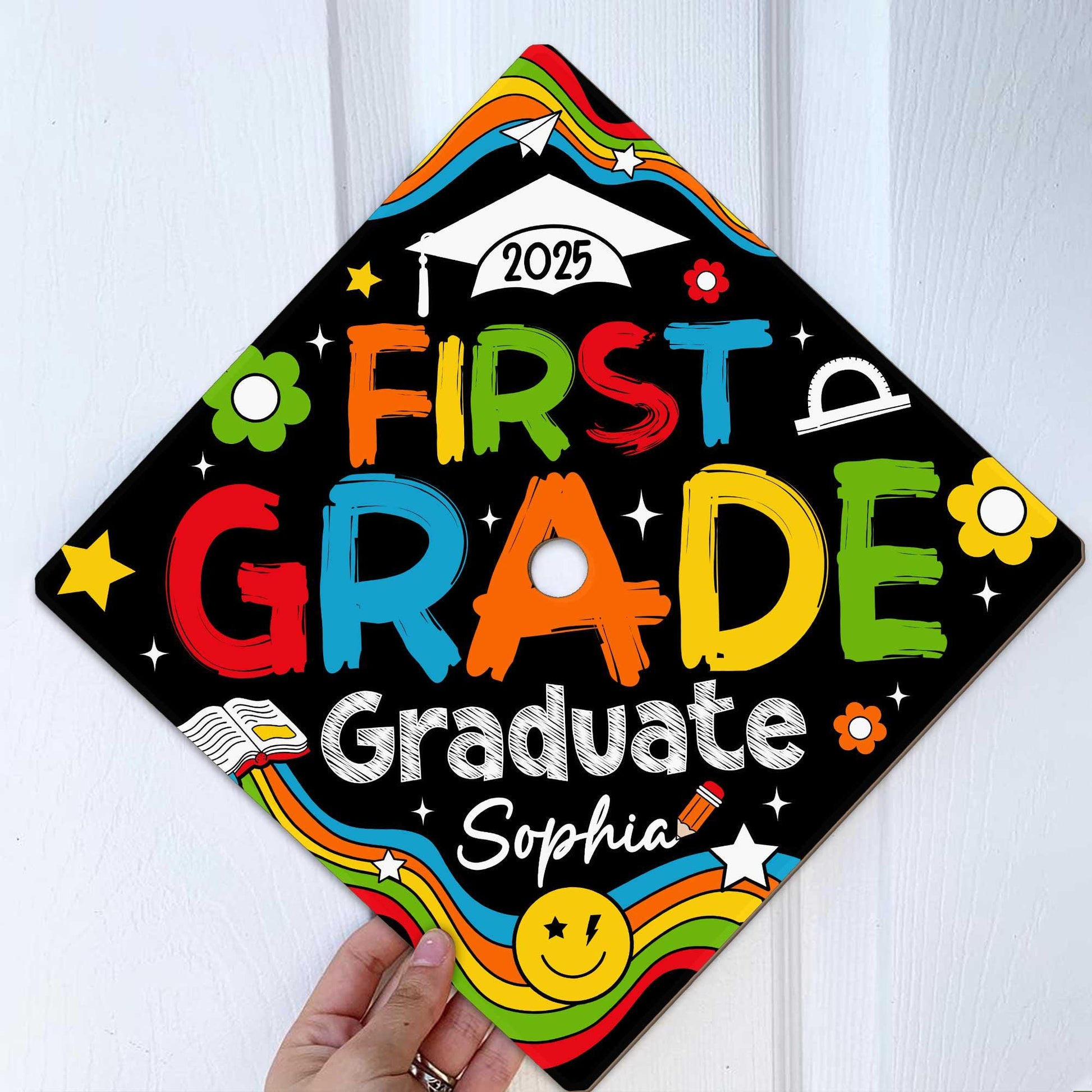 Personalized Kindergarten Graduation Cap Topper, First Grade Grad Cap Topper, Custom Grad Topper Teacher Gift School Graduation Gift For Kid