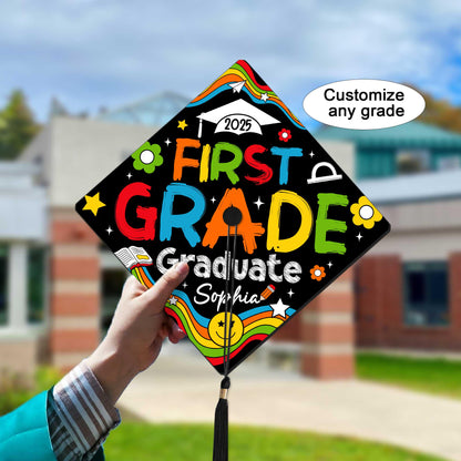 Personalized Kindergarten Graduation Cap Topper, First Grade Grad Cap Topper, Custom Grad Topper Teacher Gift School Graduation Gift For Kid
