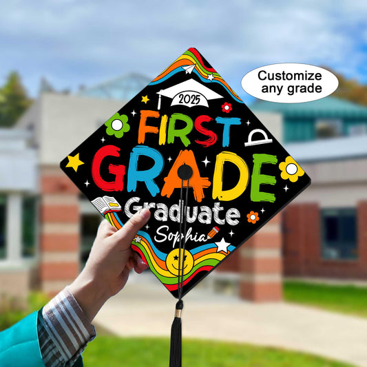Personalized Kindergarten Graduation Cap Topper, First Grade Grad Cap Topper, Custom Grad Topper Teacher Gift School Graduation Gift For Kid