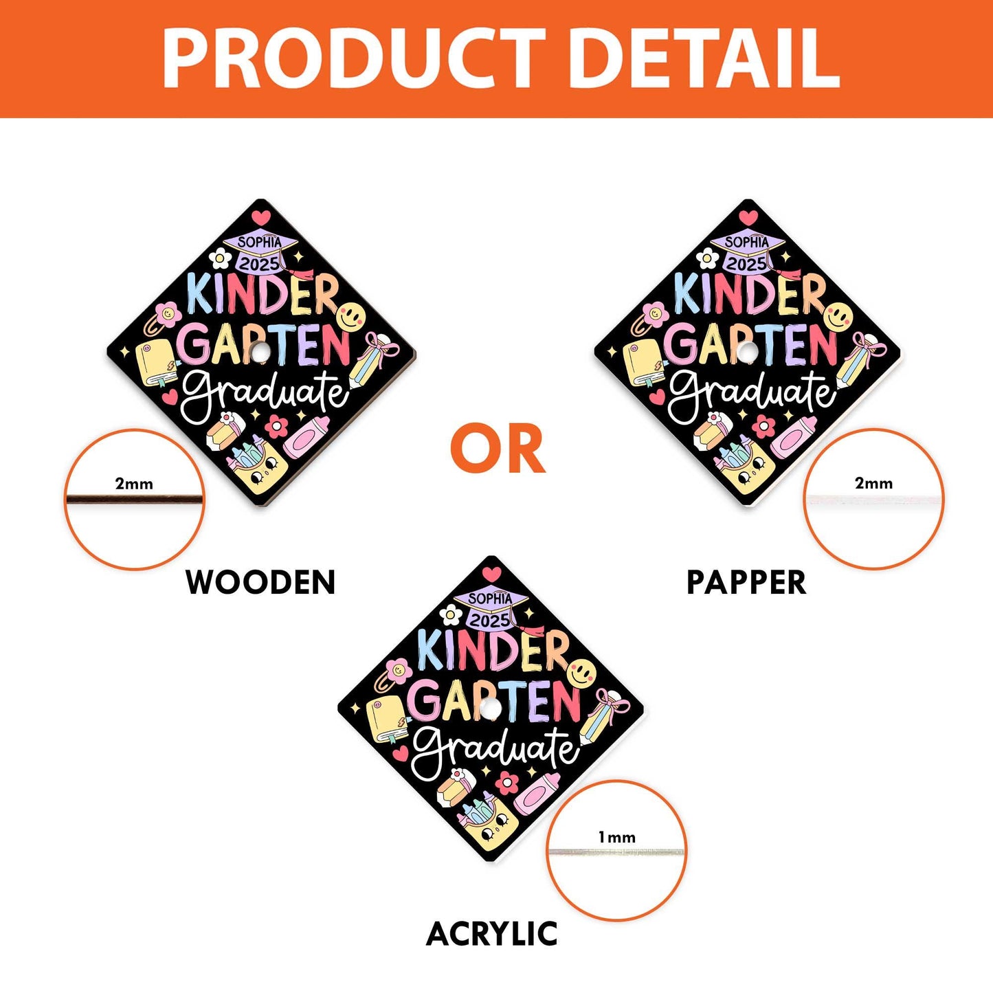 Personalized Kindergarten Graduation Cap Topper, First Grade Grad Cap, Custom Grad Topper Teacher Gift Graduation Gift, School Gift For Kid