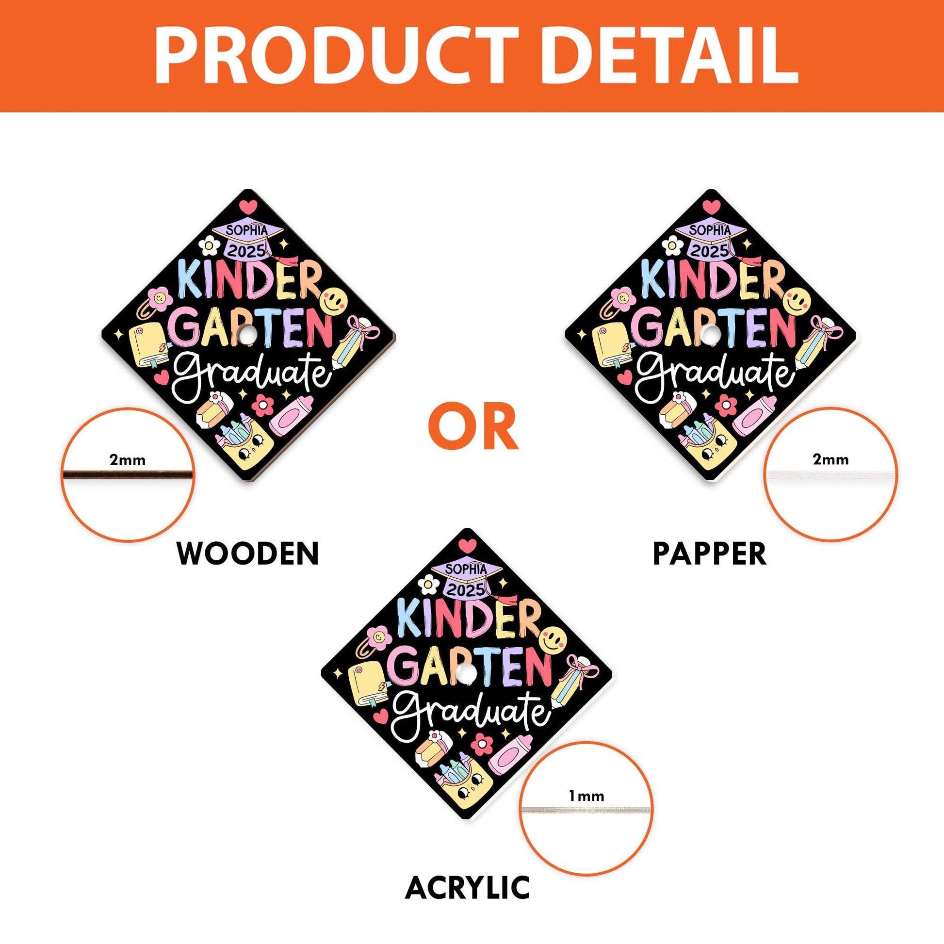 Personalized Kindergarten Graduation Cap Topper, First Grade Grad Cap, Custom Grad Topper Teacher Gift Graduation Gift, School Gift For Kid