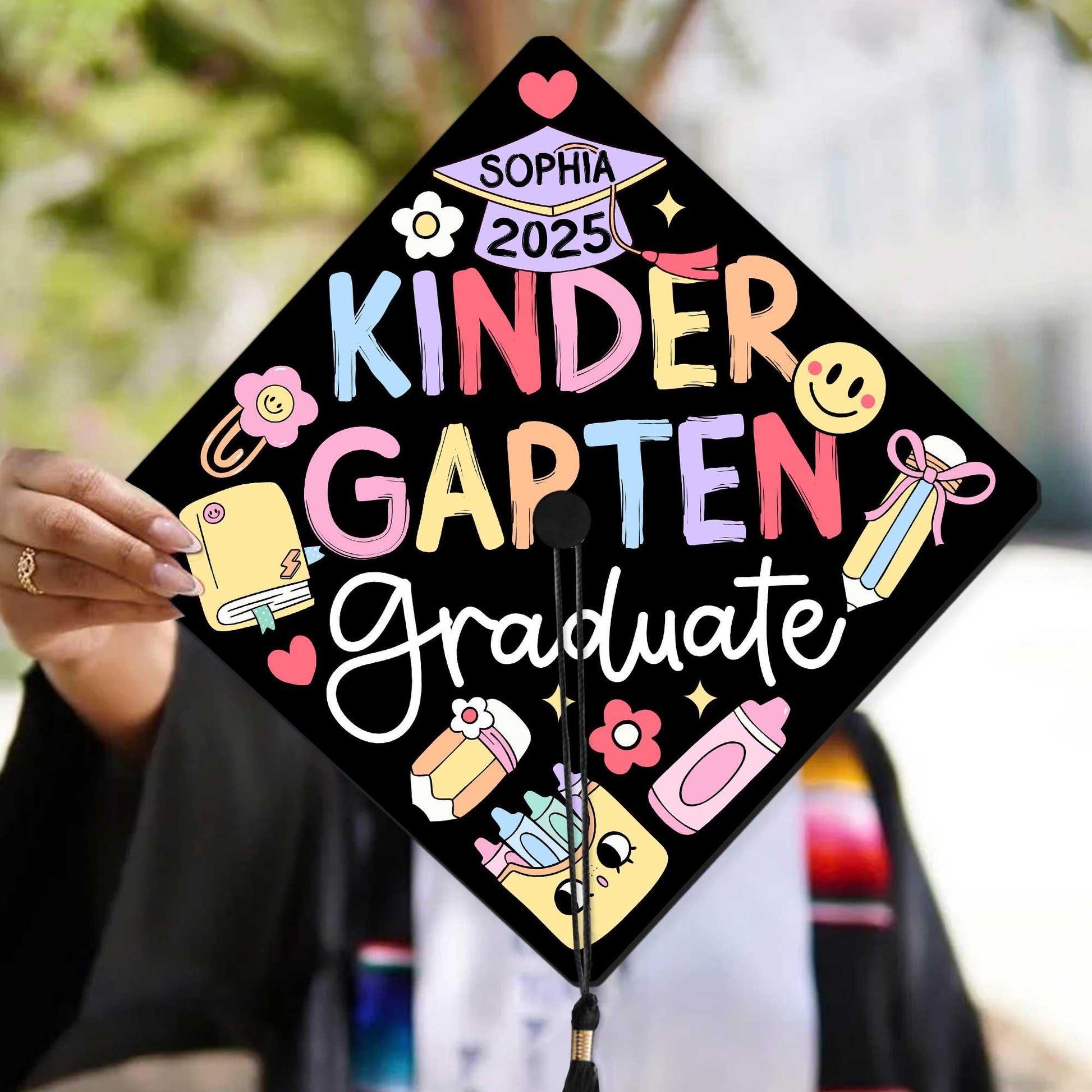 Personalized Kindergarten Graduation Cap Topper, First Grade Grad Cap, Custom Grad Topper Teacher Gift Graduation Gift, School Gift For Kid